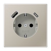 JUNG ES1520-15CA wandcontactdoos LS990 edelstaal USB en USB-C - thumbnail