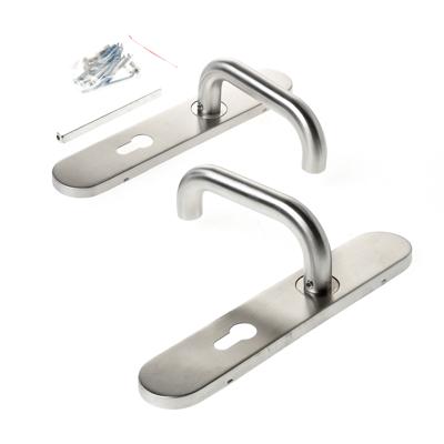 Deurkruk D-model m/schild rvs pc72 45x245mm