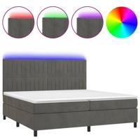 Boxspring met matras en LED fluweel donkergrijs 200x200 cm - thumbnail