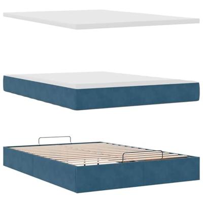 Ottoman bed met matras 140x190cm fluweel donkerblauw