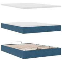 Ottoman bed met matras 140x190cm fluweel donkerblauw - thumbnail