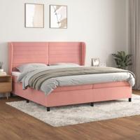 Boxspring met matras fluweel roze 200x200 cm - thumbnail