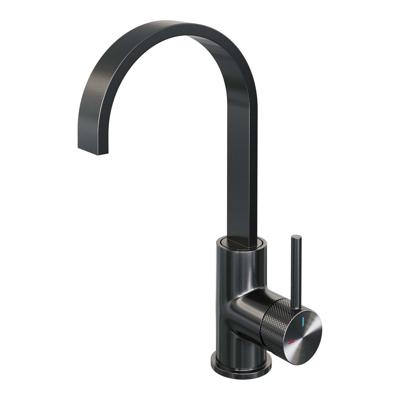 Brauer Gunmetal carving Wastafelmengkraan opbouw - hoog - draaibaar - platte uitloop - model a - PVD - geborsteld gunmetal 5-GM-003-S4