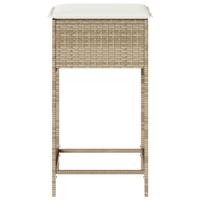 Tuinbarkrukken 2 st met kussens poly rattan beige - thumbnail