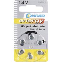 Conrad 650493 House Hold Battery Single Use battery zink-lucht 1,4 V batterijen (eenmalig gebruik, zink-lucht, knop/munt, 1,4 V, 6 stuk(s), 90 mAh) - thumbnail