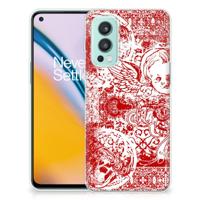 Silicone Back Case OnePlus Nord 2 5G Angel Skull Rood - thumbnail