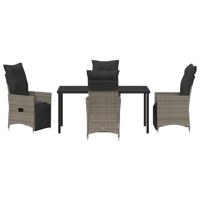 5-delige tuinset met kussens in grijs poly rattan - thumbnail