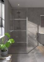Saqu Devine industriële douchecabine met draaideur incl. antikalk 90x100x210 cm geborsteld grijs - thumbnail