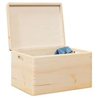 VidaXL Houten kist met deksel&handvatten 40x30x23cm massief grenenhout - thumbnail