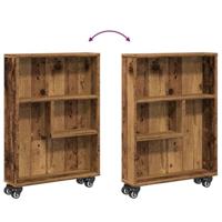 Opbergtrolley smal 48x13x68 cm bewerkt hout oud houtkleurig - thumbnail