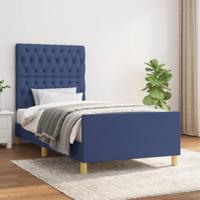 Bedframe zonder matras 100x200 cm stof blauw - thumbnail