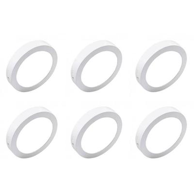 LED Downlight Set van 6 - 12W - Koud Wit 6000K - Rond Ø170mm - Mat Wit Aluminium