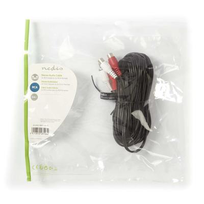 Stereo-Audiokabel | 2x RCA Male - 2x RCA Female | 5,0 m | Zwart