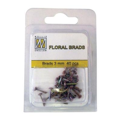 Nellie's Choice • floral glitter brads 3mm. 40stuks/pkg dark brown
