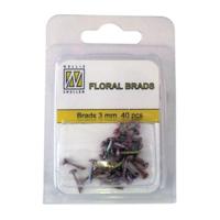 Nellie's Choice • floral glitter brads 3mm. 40stuks/pkg dark brown - thumbnail