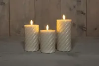 Anna's Collection LED buitenkaars 3d flame swirl 7.5 cm taupe, bruin 3 stuks - thumbnail