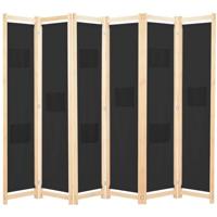 Kamerscherm met 6 panelen 240x170x4 cm stof zwart - thumbnail