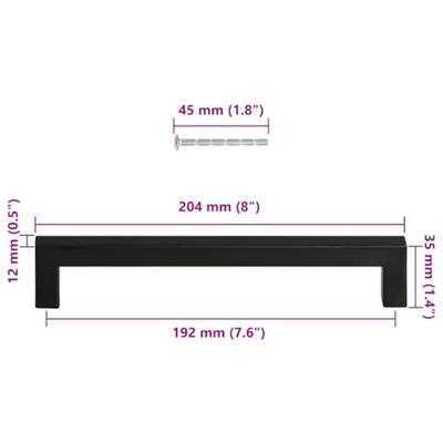 VidaXL Handvatten 5 st 192 mm roestvrij staal zwart