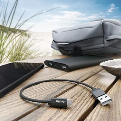 Hama Charging Cable USB-A USB-C 0.2 m Nylon Oplader Zwart Hama Charging Cable USB-A USB-C 0.2 m Nylon Oplader Zwart