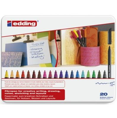 Edding viltstift e-1200 20 stiften in een metalen doos