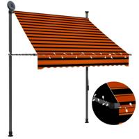 Luifel handmatig uitschuifbaar met LED 150 cm oranje en bruin - thumbnail