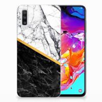 Samsung Galaxy A70 | TPU | Siliconen hoesje | Marmer Wit Zwart - Origineel Cadeau Man - thumbnail