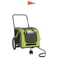 Hondenfietstrailer oxford stof en ijzer groen en grijs - thumbnail