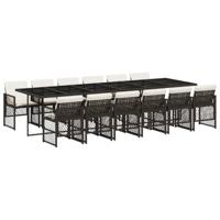 13-delige Tuinset met kussens poly rattan bruin - thumbnail