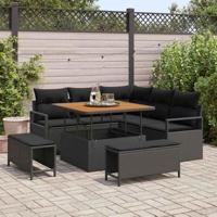 Tuinbankenset met kussen 8 pcs Zwart poly rattan - thumbnail