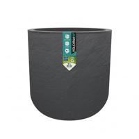 Ronde bloempot - EDA - Volcania Up - 32,5 L - Binnen/buiten - Steenmotief - Ø 38,5 x H 36,8 cm - Antracietgrijs - thumbnail