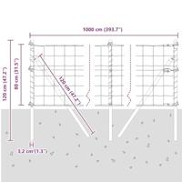 VidaXL Hek met paal zilver 0,8 x 10 m staal en pvc - thumbnail