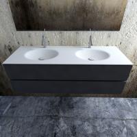 Zaro Sevilla Solid Surface badmeubel 150cm 2 kraangaten mat antraciet - thumbnail