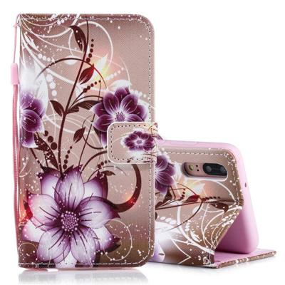 Lotus patroon horizontale Flip lederen case voor Huawei P20 met houder & kaartsleuven & portemonnee Lotus patroon horizontale Flip lederen case voor Huawei P20 met houder & kaartsleuven & portemonnee