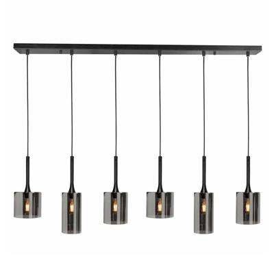 Highlight HanglampDiverso zwart 6-lichts met smoke glas - H5413.01