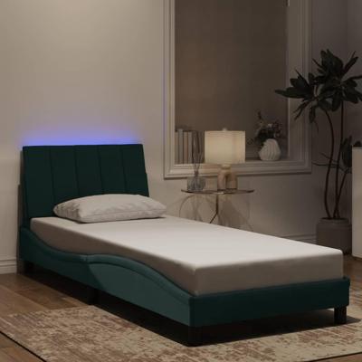 Bedframe met LED-verlichting fluweel donkergroen 90x200 cm