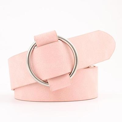 Casual Needleless ronde gesp brede PU lederen riem voor vrouwen Riemlengte: 103cm (roze)