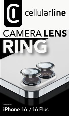 Cellularline Camera Lens Protection Ring CAMERARINGIPH16 Cameraprotector (glas) Apple iPhone 16, iPhone 16 Plus 1 stuk(s) Anti-vingerafdruk, Krasvast