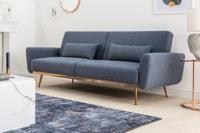 Retro slaapbank BELLEZZA 210cm blauw 3-zitsbank incl. kussens - 40025 - thumbnail