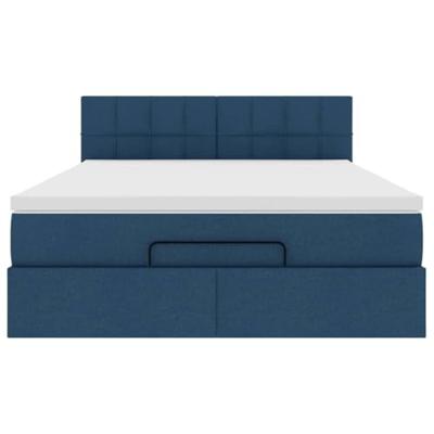 Ottoman bed met matras en LED's 140x200cm stof blauw