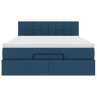 Ottoman bed met matras en LED's 140x200cm stof blauw - thumbnail