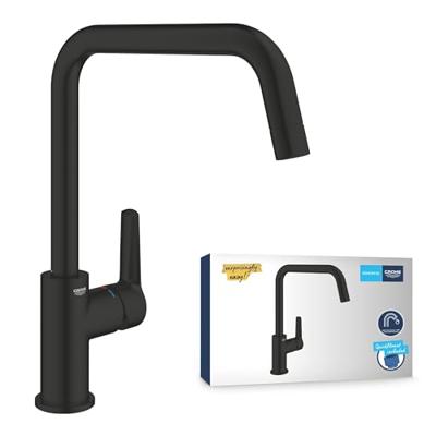 Grohe QuickFix Start verhoogde keukenmengkraan hoekig mat zwart - thumbnail