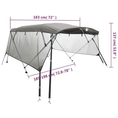 VidaXL Biminitop 3 bogen met mesh zijwanden 183x(185-198)x137 cm VidaXL Biminitop 3 bogen met mesh zijwanden 183x(185-198)x137 cm