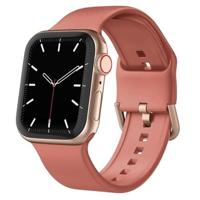 By Qubix - Soft siliconen bandje met gespsluiting - Donker koraal - Compatible met Apple Watch 38mm / 40mm / 41mm / 42mm - Compatible Apple watch - thumbnail