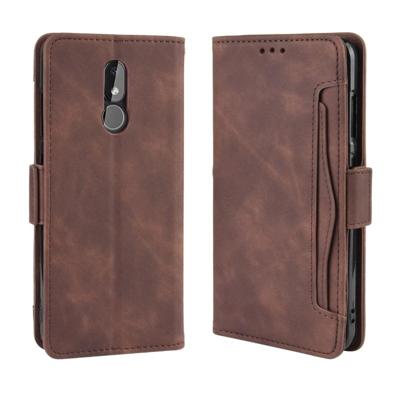 Portemonnee stijl huid gevoel kalf patroon lederen draagtas voor Nokia 3.2 met aparte kaartsleuf (bruin)