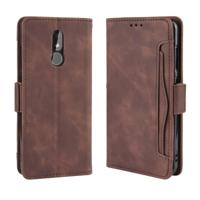 Portemonnee stijl huid gevoel kalf patroon lederen draagtas voor Nokia 3.2 met aparte kaartsleuf (bruin) - thumbnail