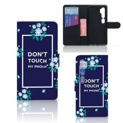 Xiaomi Mi Note 10 Pro Portemonnee Hoesje Flowers Blue DTMP Xiaomi Mi Note 10 Pro Portemonnee Hoesje Flowers Blue DTMP