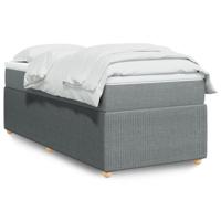 Boxspring met matras stof lichtgrijs 90x200 cm - thumbnail