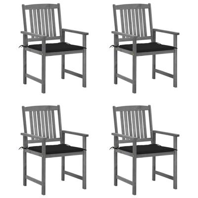 Tuinstoelen 4 st met kussens massief acaciahout grijs