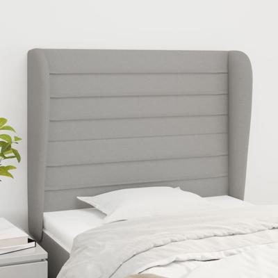 Hoofdbord met randen 103x23x118/128 cm stof lichtgrijs