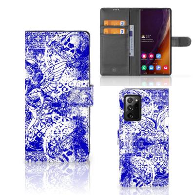 Telefoonhoesje met Naam Samsung Galaxy Note20 Ultra Angel Skull Blauw Telefoonhoesje met Naam Samsung Galaxy Note20 Ultra Angel Skull Blauw